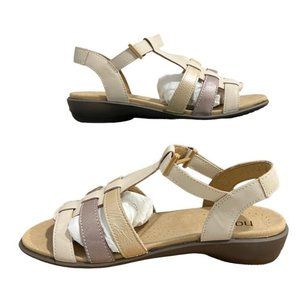 HOTTER  'Sol'-Solxxi Soft Beige Tonal Leather Sandels Various Sizes